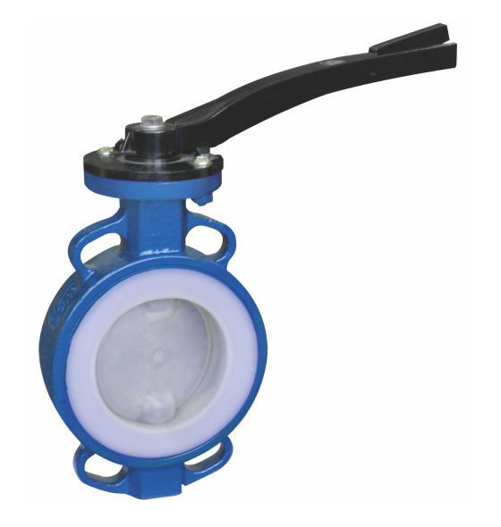 Corrosion Proof  CF8 PTFE Lined Butterfly Valve Wafer Type For Sea Water